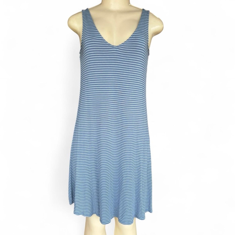 Elegant Blue Striped Dress